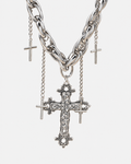 Five Cross Charm Choker Necklace