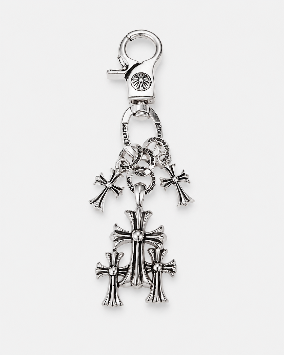 Silver Triple Cross Keychain