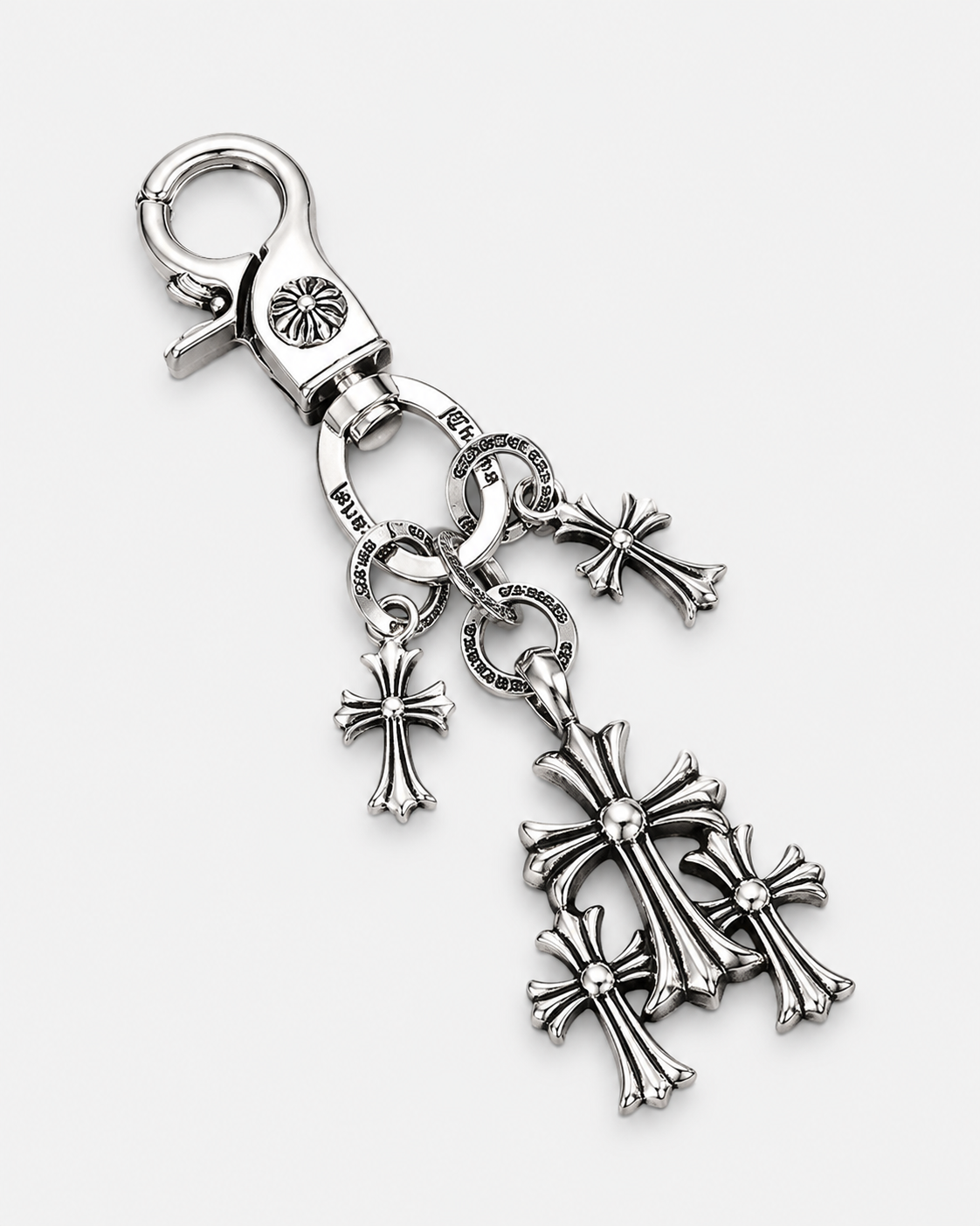 Silver Triple Cross Keychain
