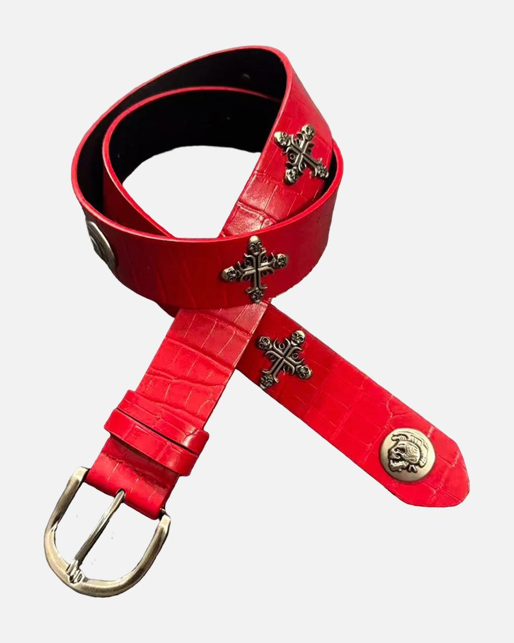 Red Croc Cross Belt