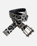 Grey Leopard Buckle Belt