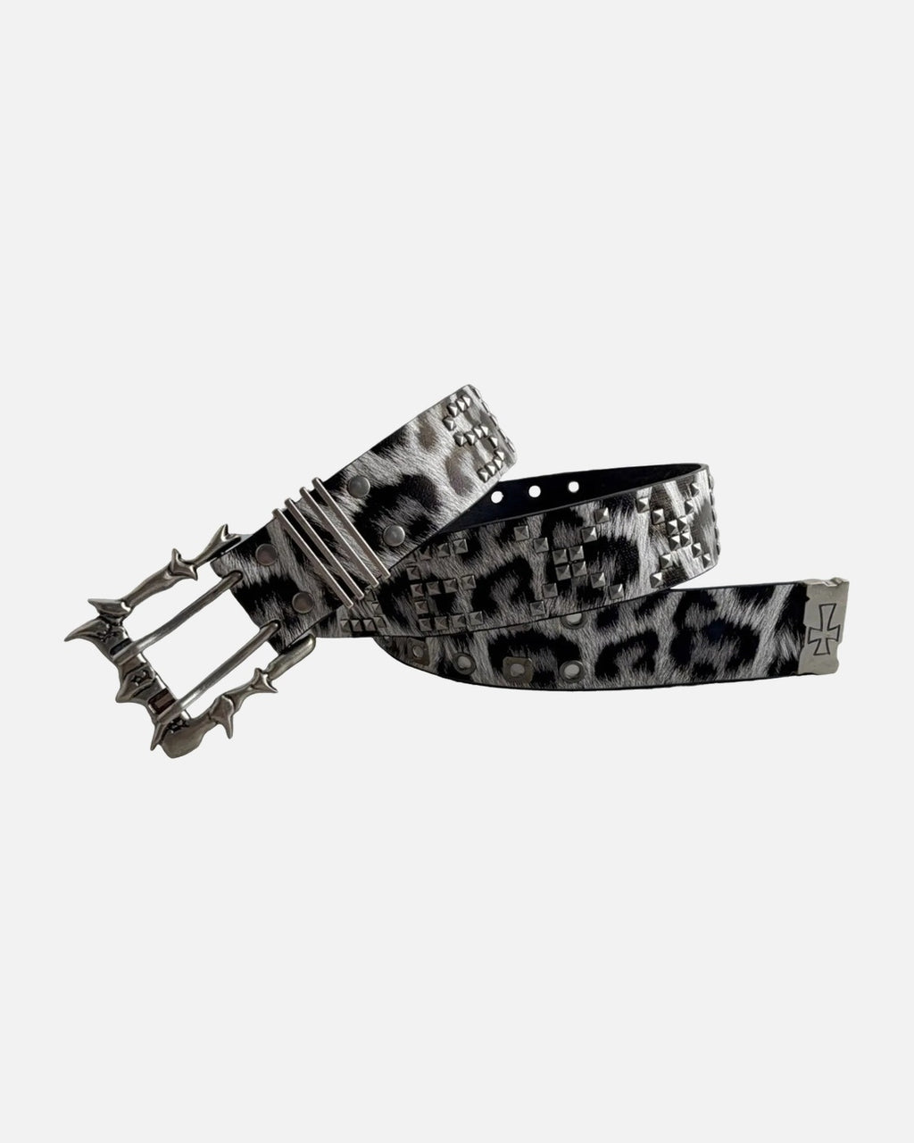 Grey Leopard Buckle Belt