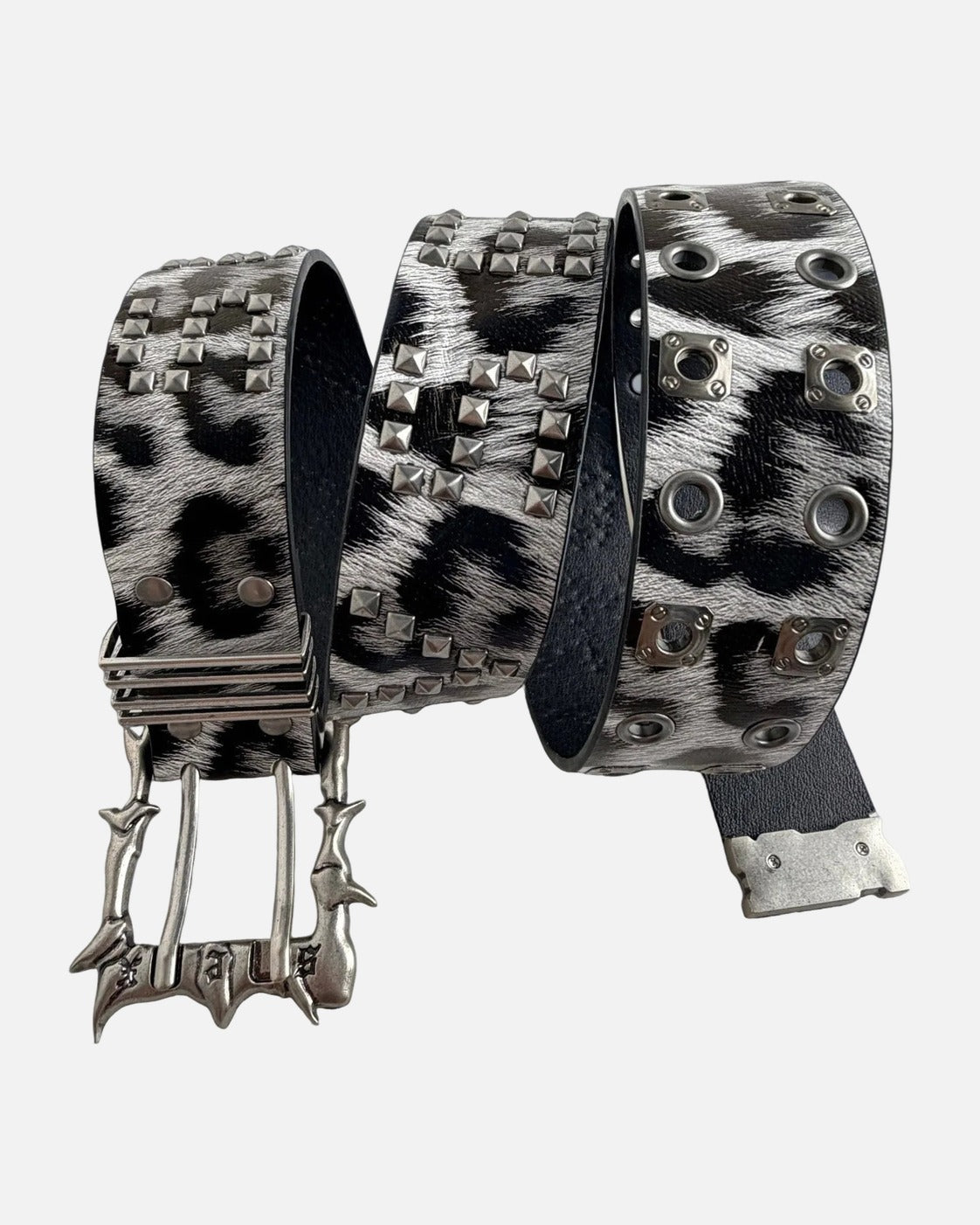Grey Leopard Buckle Belt
