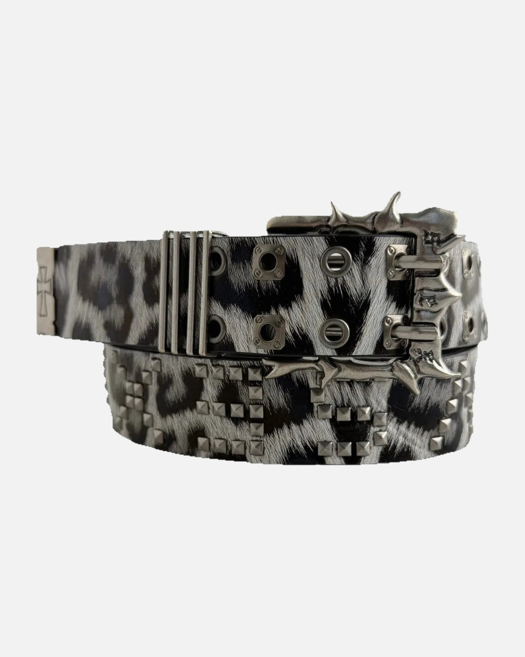 Grey Leopard Buckle Belt