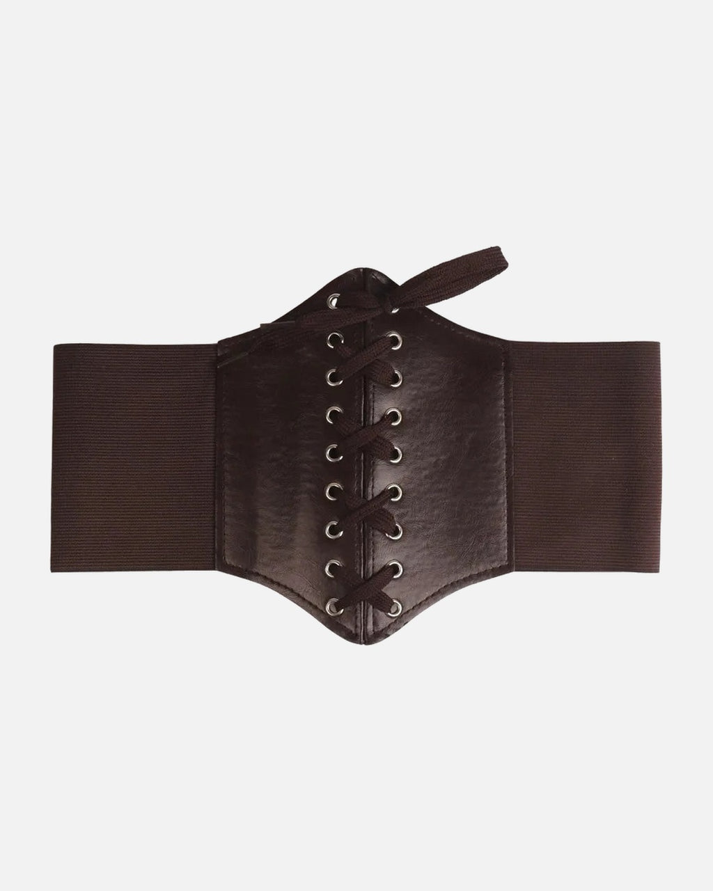 Lace-Up Corset Waist Belt – close-up of the imitation leather finish, women's gothic belt