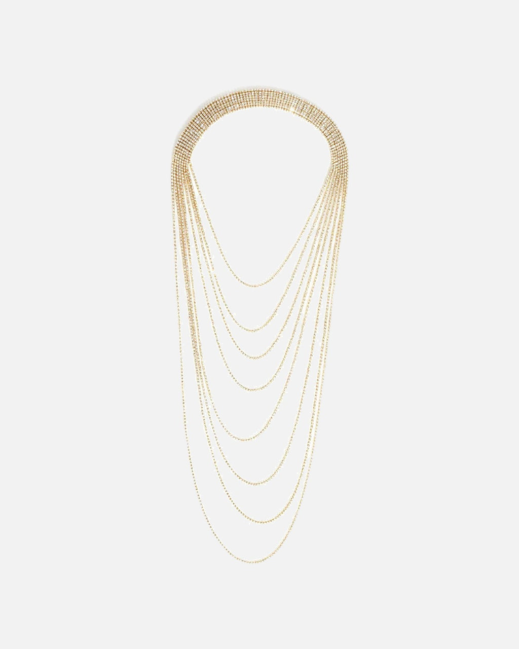 Crystal Tassel Back Chain in Gold – women's rhinestone body chain, product photo