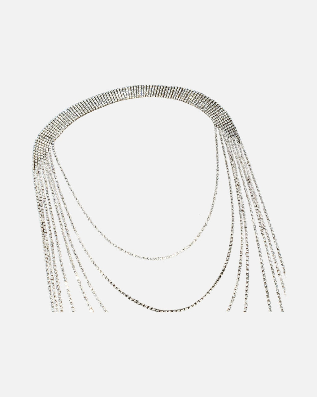 Crystal Tassel Back Chain – the layered rhinestone strands spread out
