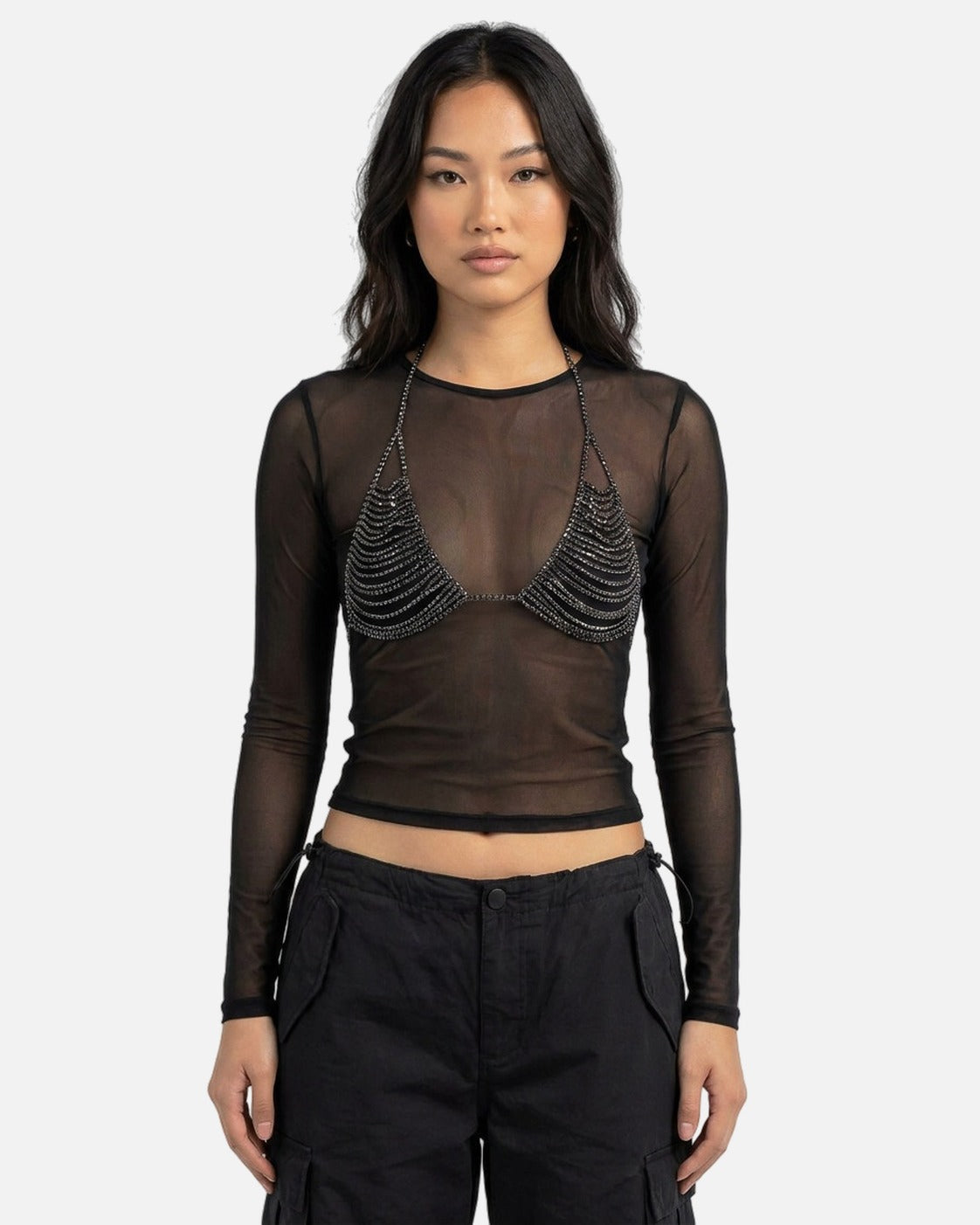 Rhinestone Chain Bra Top
