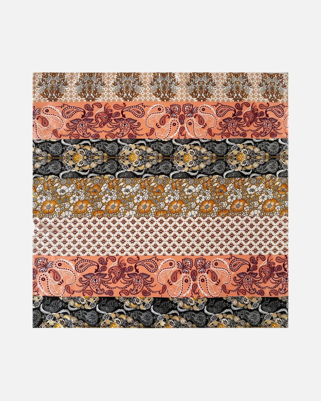 Striped Paisley Satin Scarf
