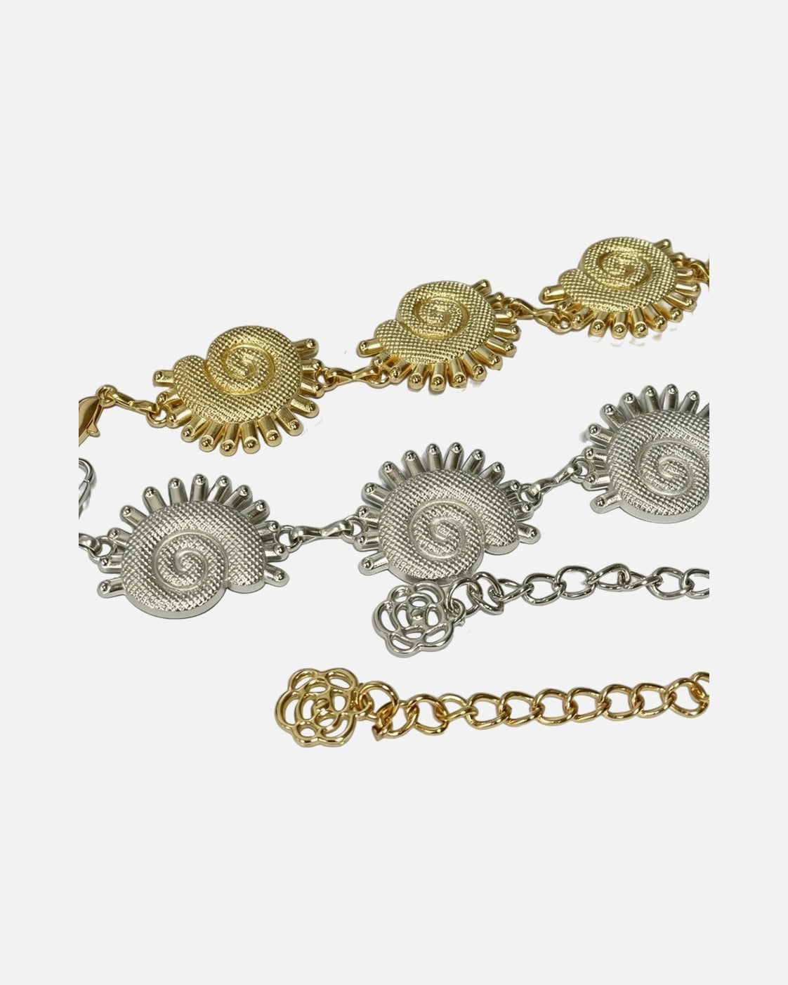 Conch Shell Waist Chain – gold and silver chains side by side
