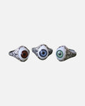 Eyeball Ring – unisex gothic glass eye rings in brown, blue and green, antique silver bezel product photo