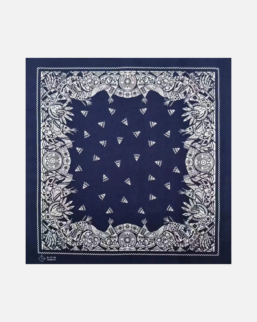 Navy Paisley Bandana – unisex cotton paisley bandana, 55 cm square flat lay