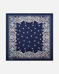 Navy Paisley Bandana – unisex cotton paisley bandana, 55 cm square flat lay