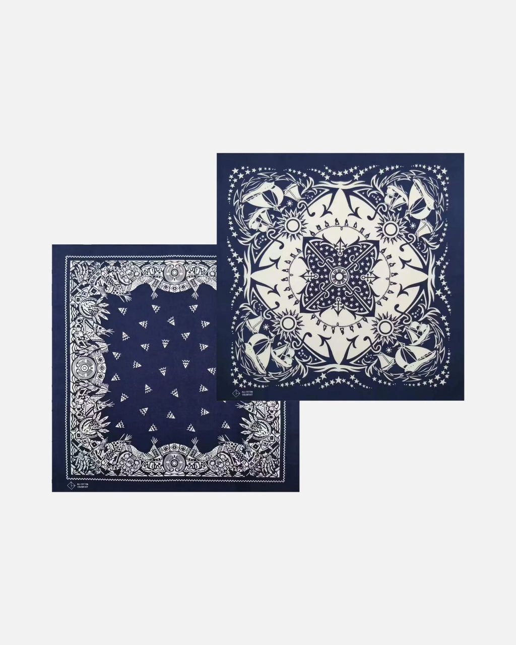 Navy Paisley Bandana – paisley and sailboat prints side by side