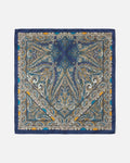 Paisley Satin Square Scarf in Blue – unisex vintage satin scarf, 70 cm square flat lay