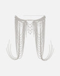 Rhinestone Tassel Shoulder Chain in Silver – women's body chain, product photo