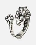 Tiger Wrap Ring in Silver – unisex adjustable animal ring, alloy product photo