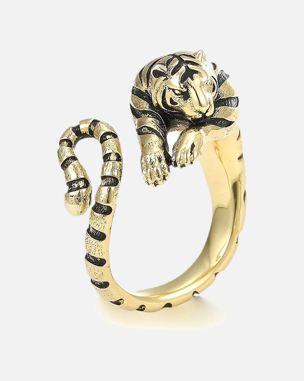 Tiger Wrap Ring in Gold – unisex adjustable animal ring, alloy product photo