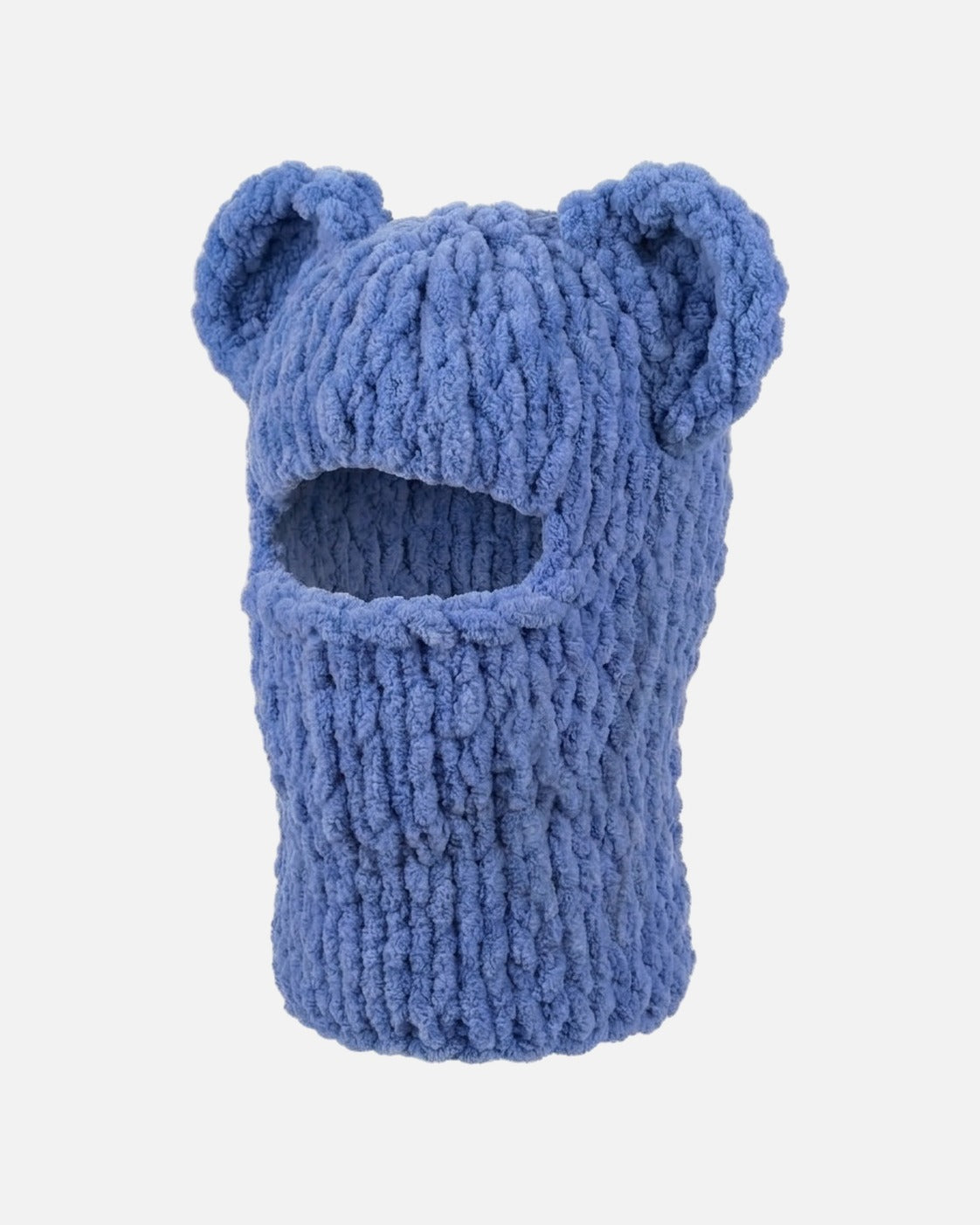 Bear Ear Balaclava – chunky chenille bear ear balaclava, close-up detail