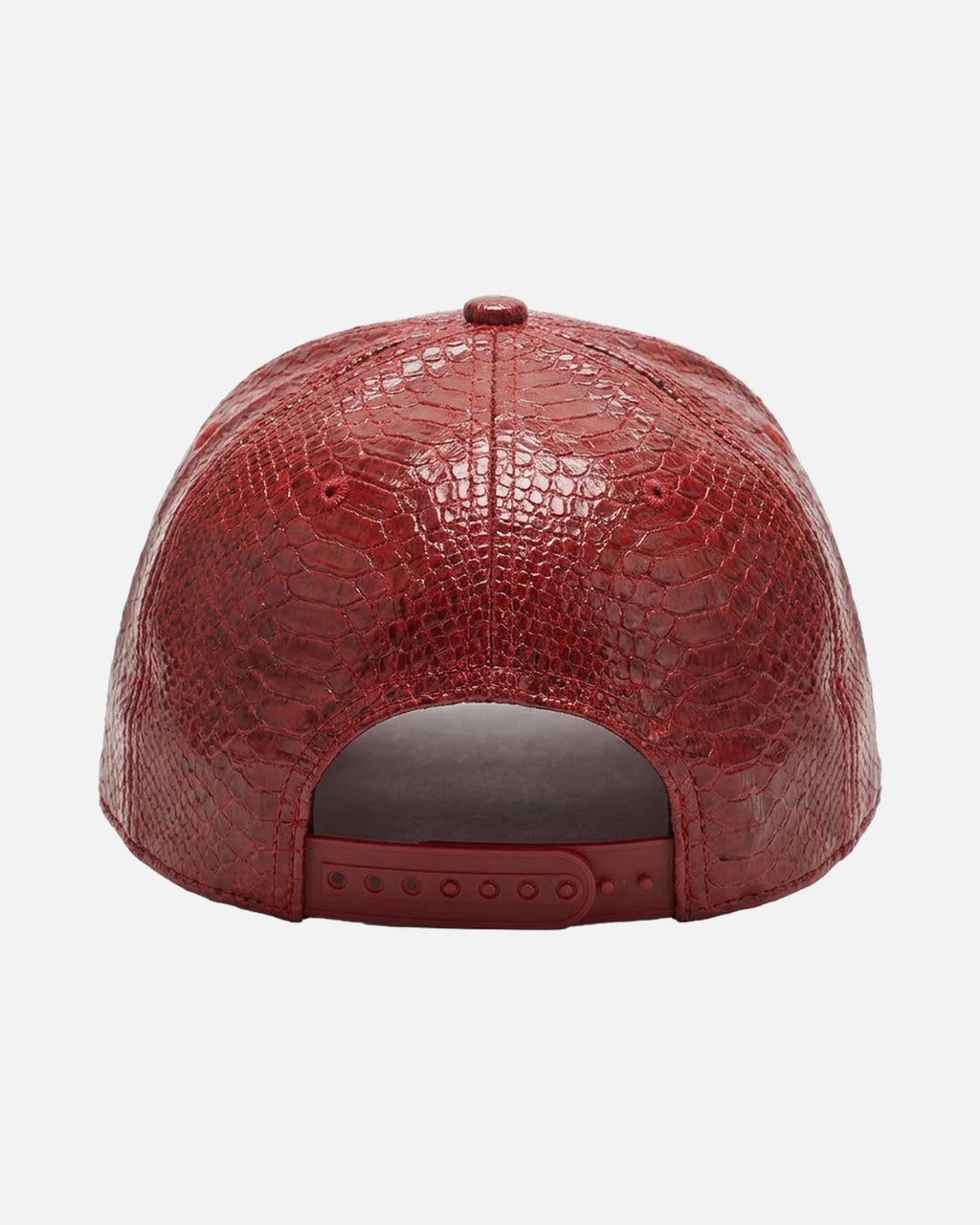 Skull Rhinestone Snakeskin Cap – snakeskin texture snapback cap with rhinestone skull badge, alternate view