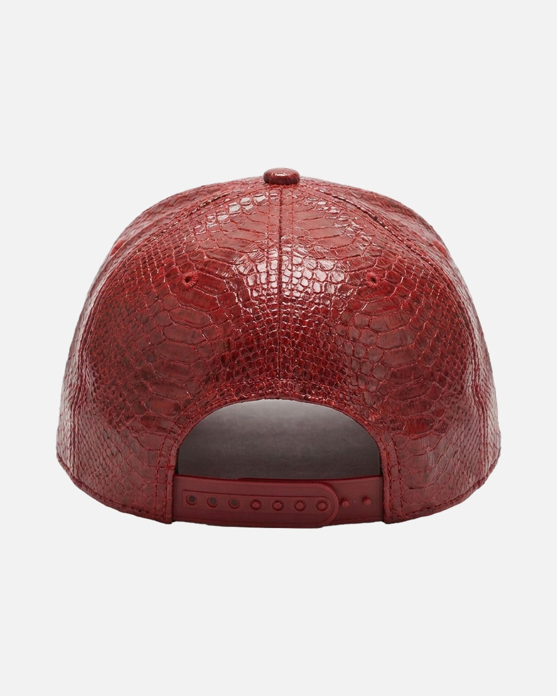Skull Rhinestone Snakeskin Cap – snakeskin texture snapback cap with rhinestone skull badge, alternate view