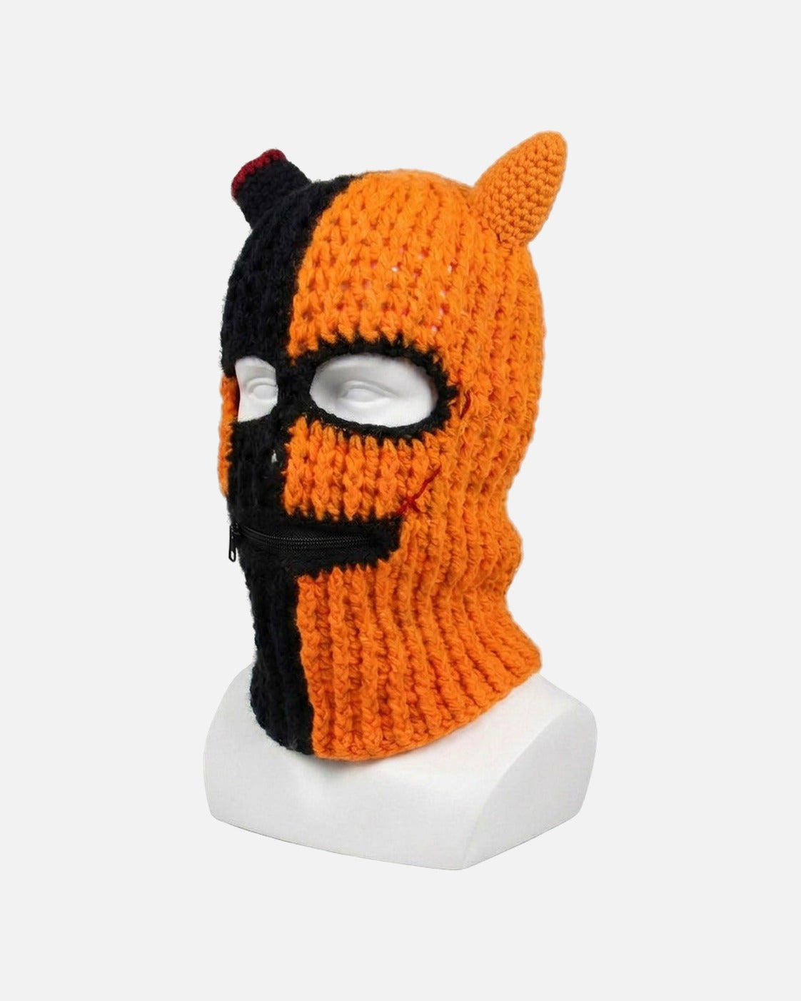 Half Devil Horn Balaclava – three-quarter view, unisex gothic balaclava