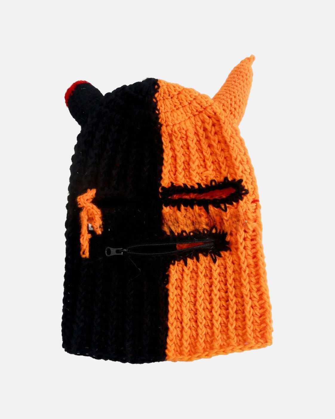 Half Devil Horn Balaclava – flat lay, unisex gothic balaclava