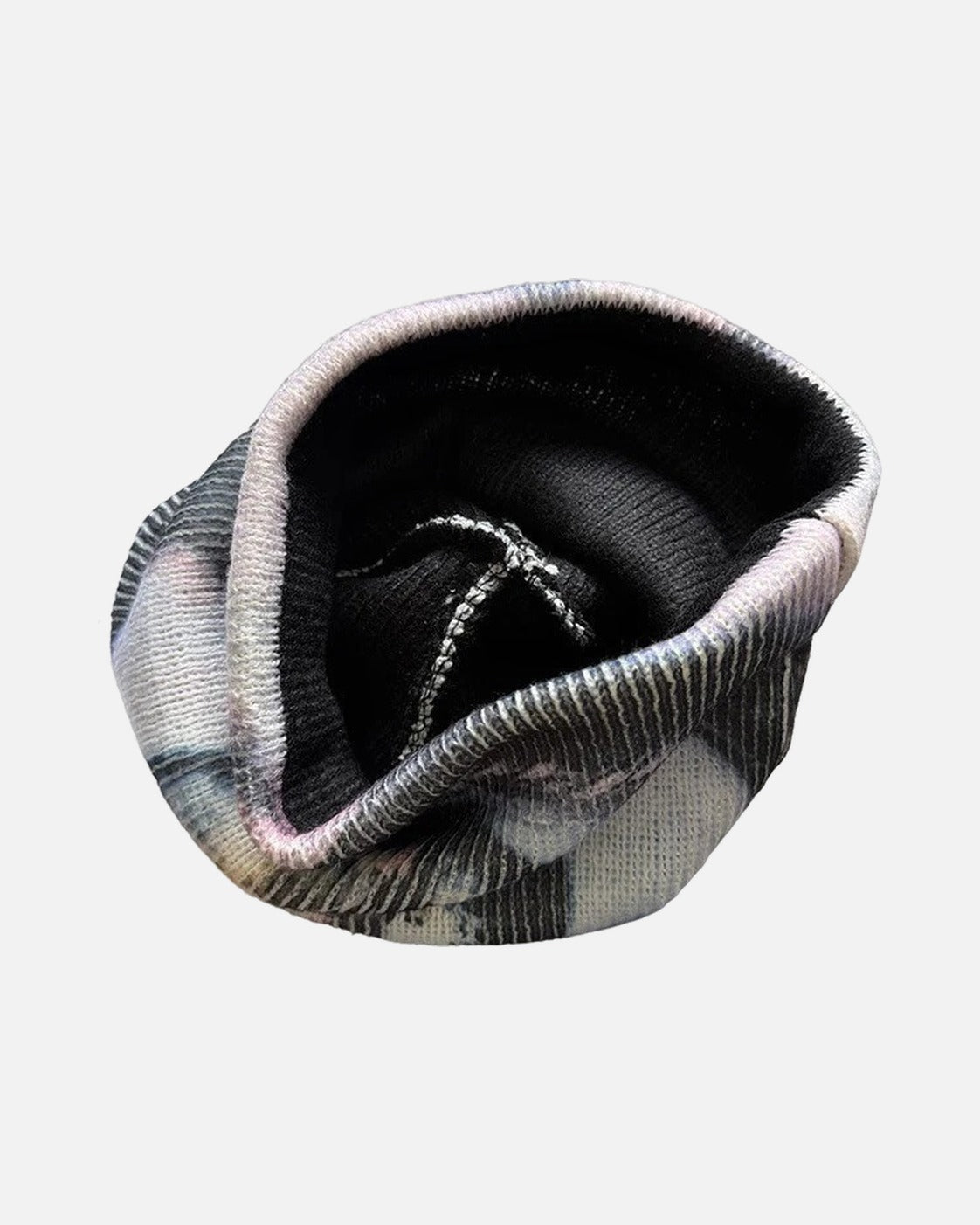 Evil Eye Print Beanie – close-up of the soft polyester knit finish, unisex artistic beanie