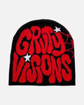 Bubble Letter Spiderweb Beanie – bubble letter spiderweb jacquard beanie, product photo on grey background