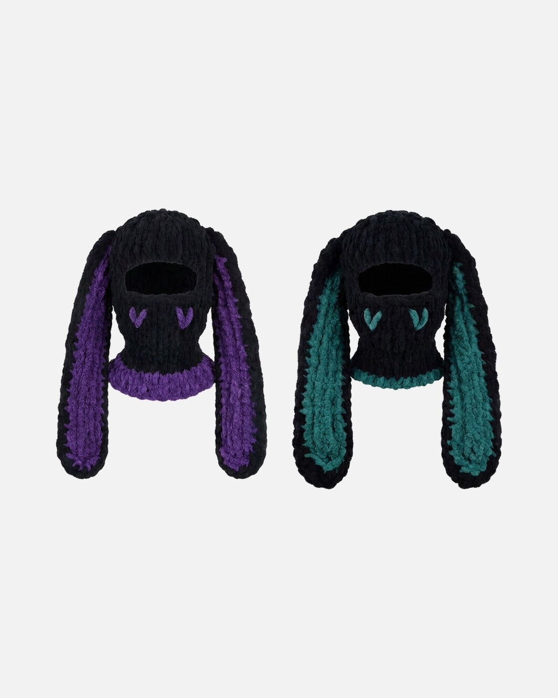 Heart Bunny Balaclava – showing the details, unisex Y2K balaclava