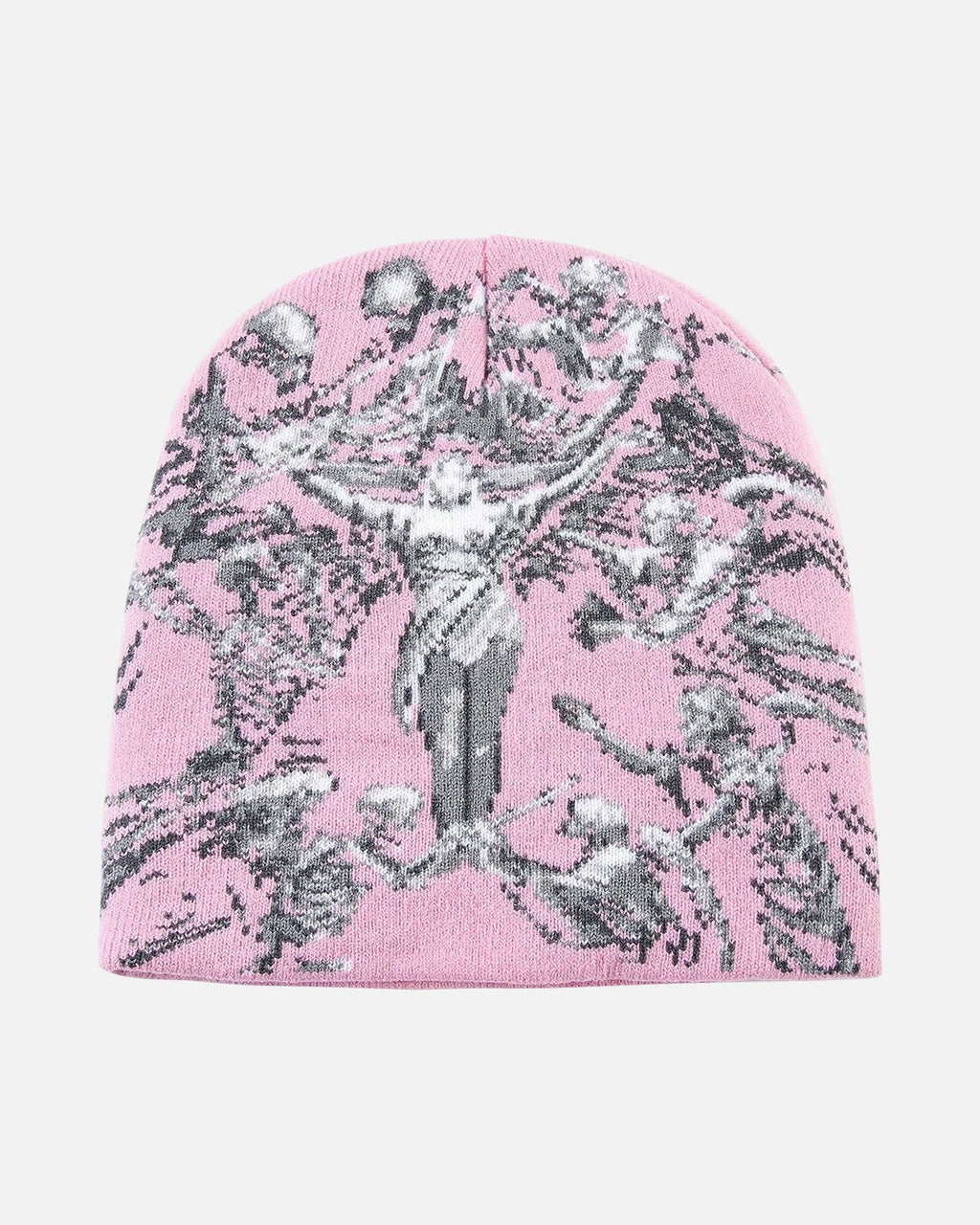 Skeleton Dance Beanie – skeleton jacquard knit beanie, close-up detail