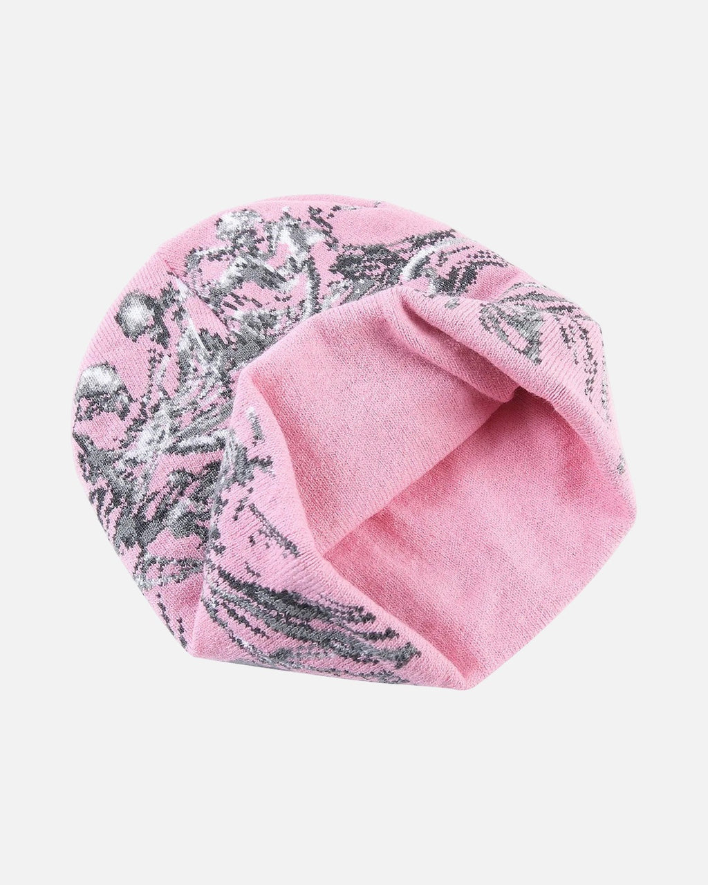 Skeleton Dance Beanie – skeleton jacquard knit beanie, close-up detail