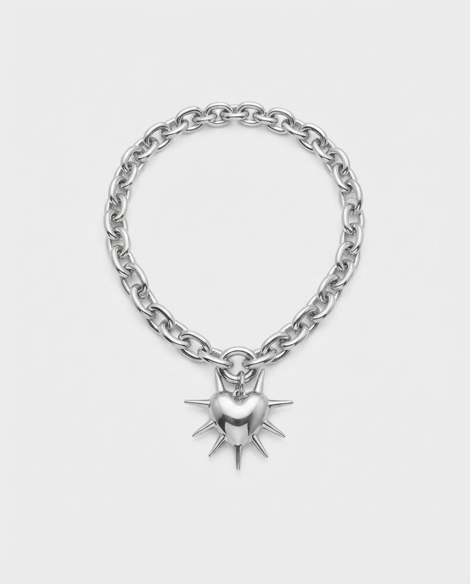 Spiked Heart Chain Necklace