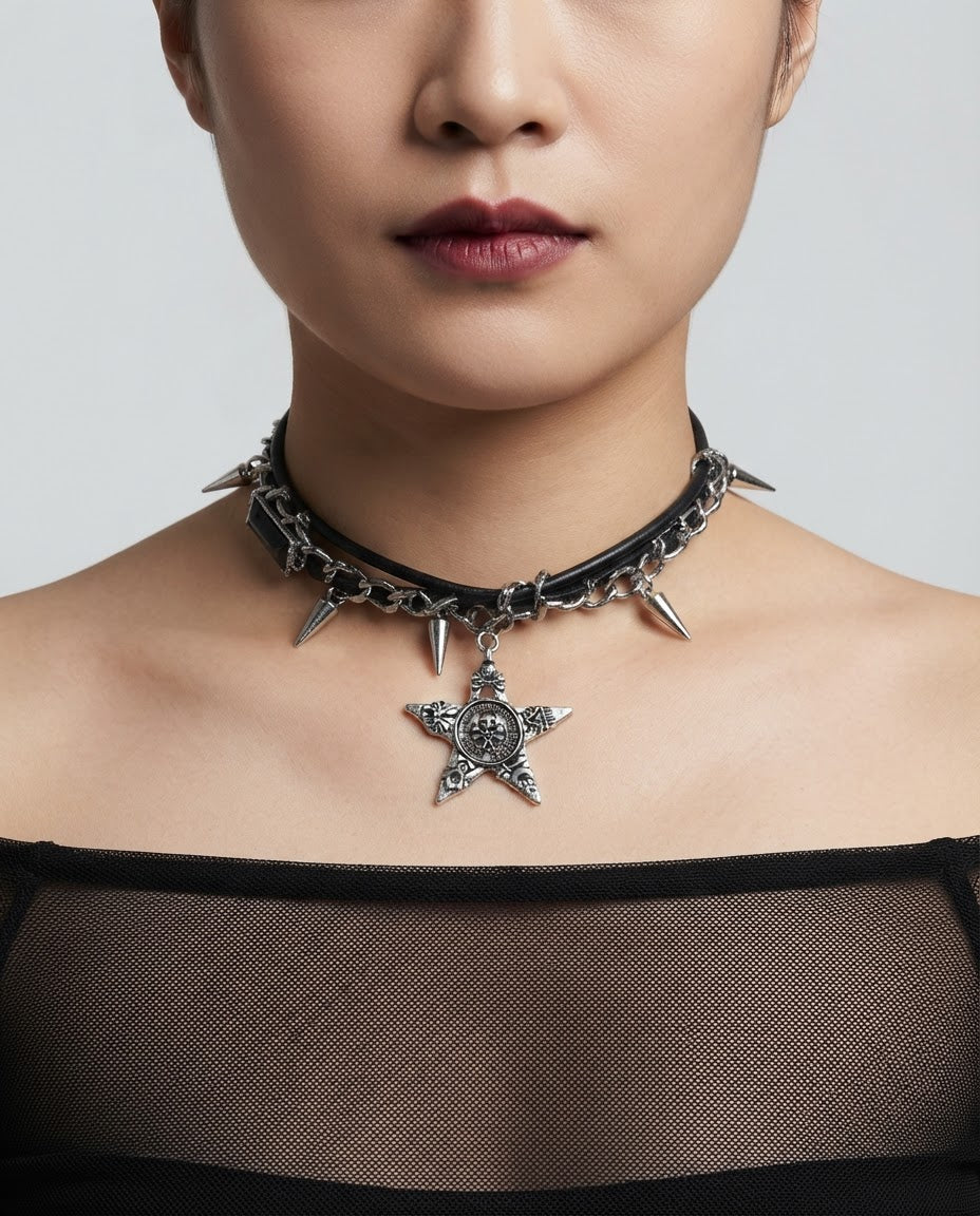 Star Skull Spike Choker