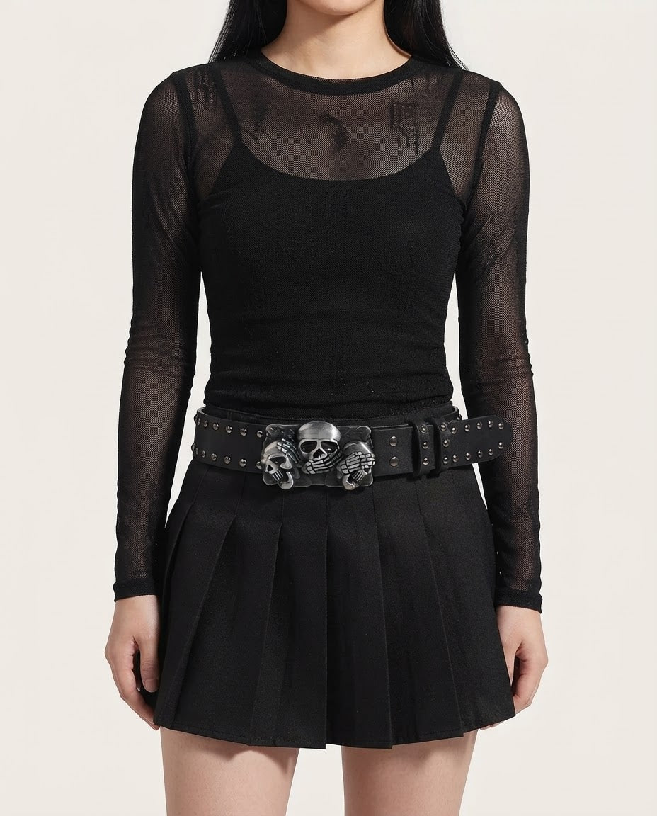 Skull Trio Studded Belt