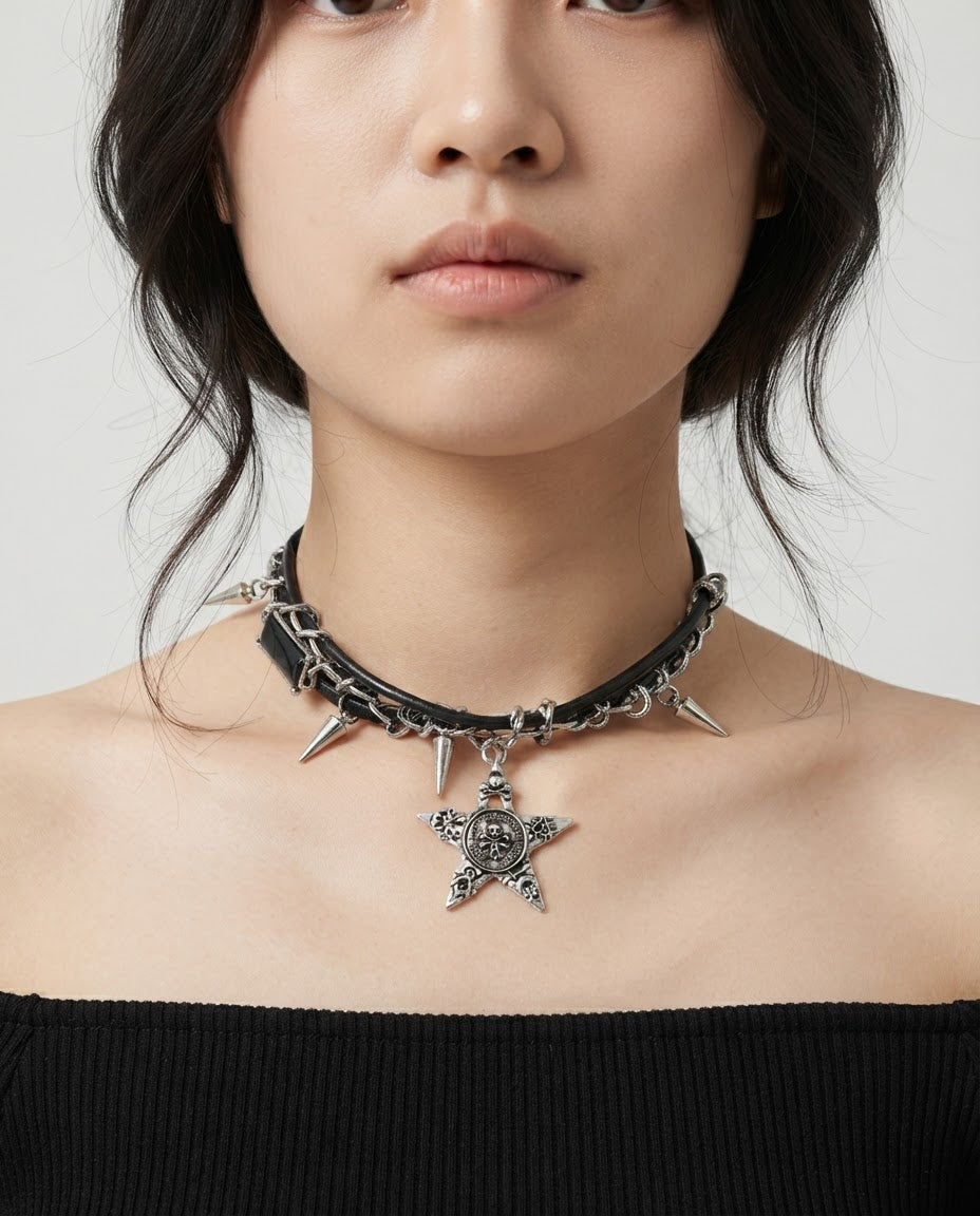Star Skull Spike Choker