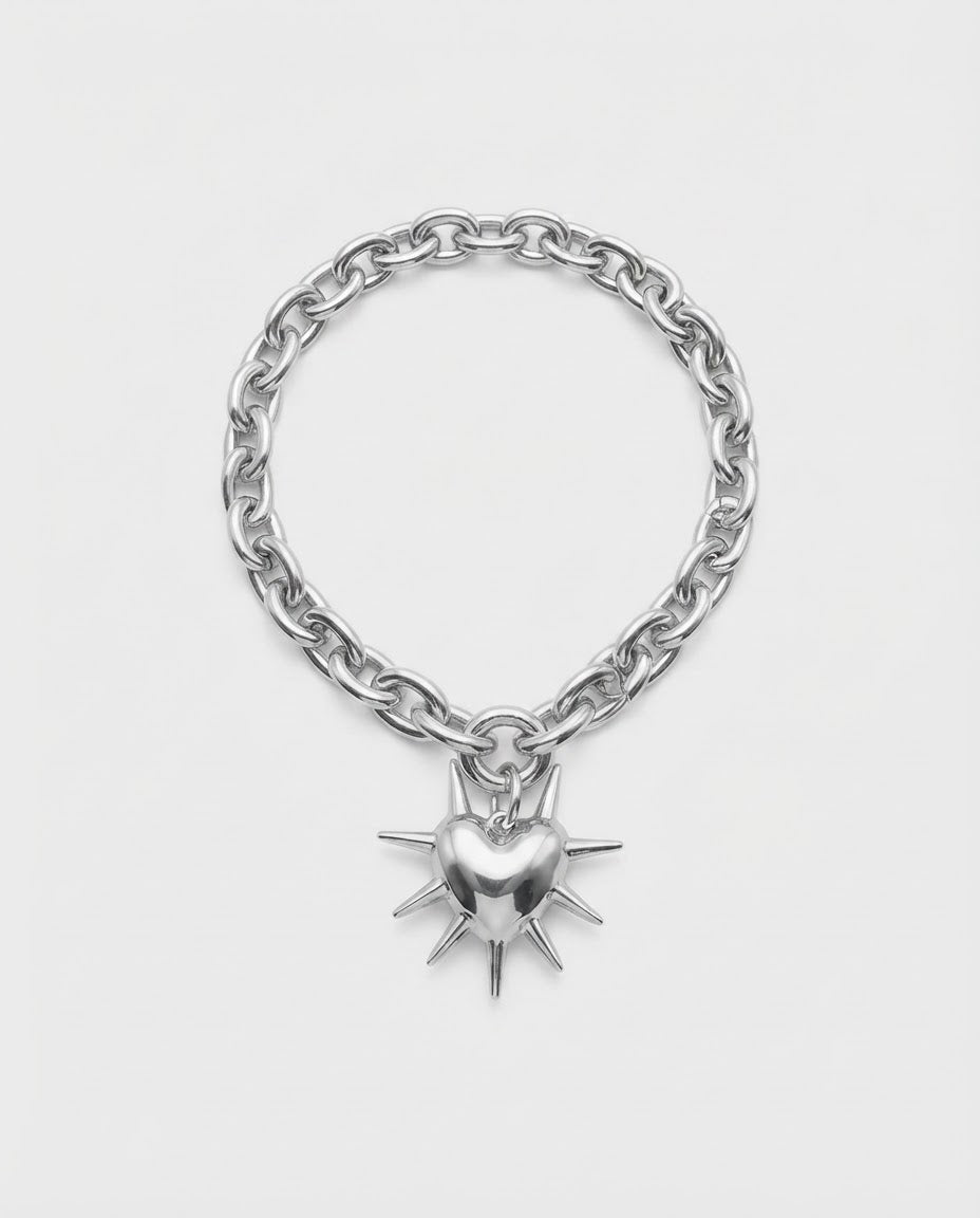 Spiked Heart Chain Necklace