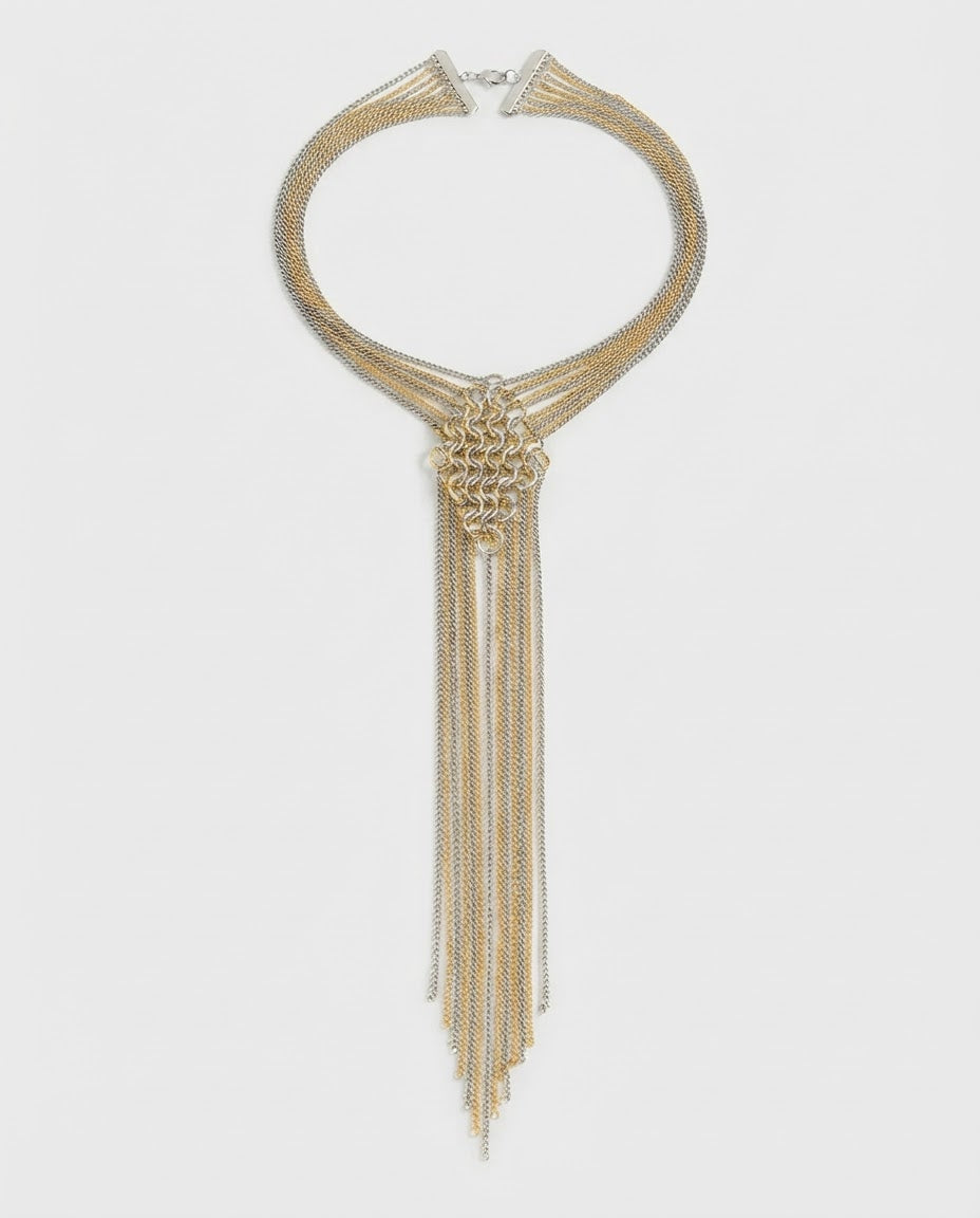 Chain Tie Necklace – shown from another angle, unisex vintage necklace