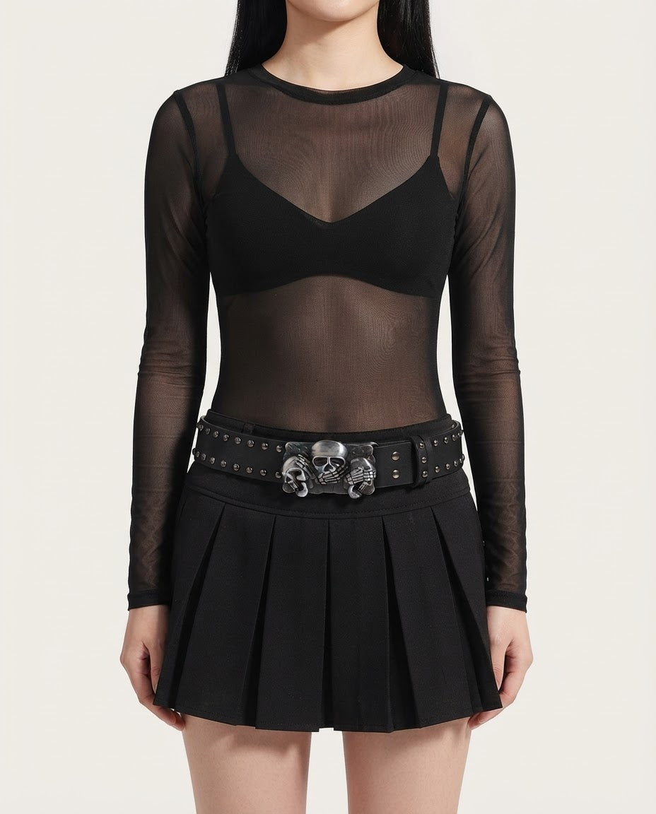 Skull Trio Studded Belt