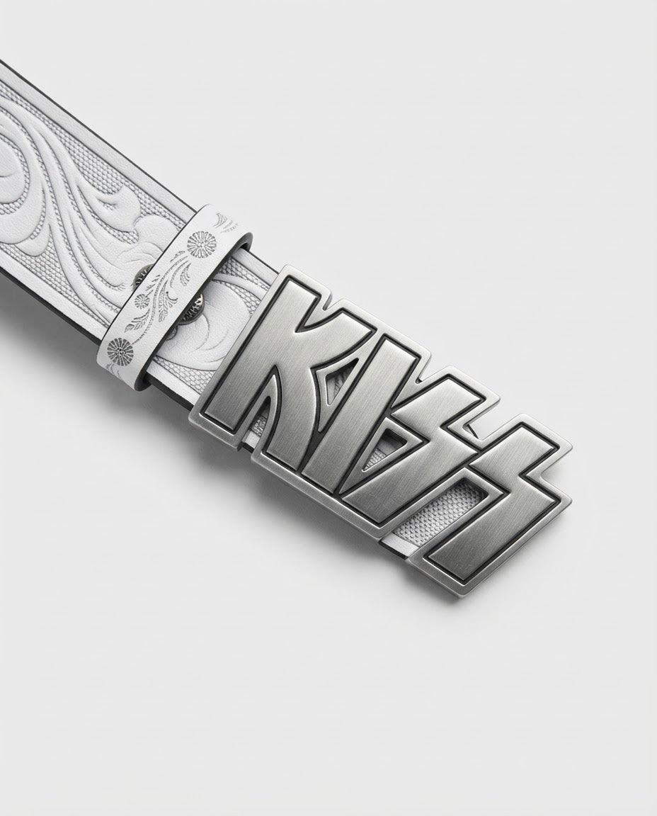 Embossed Totem Letter Belt – shown from another angle, unisex retro belt