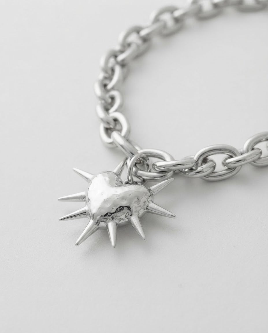 Spiked Heart Chain Necklace