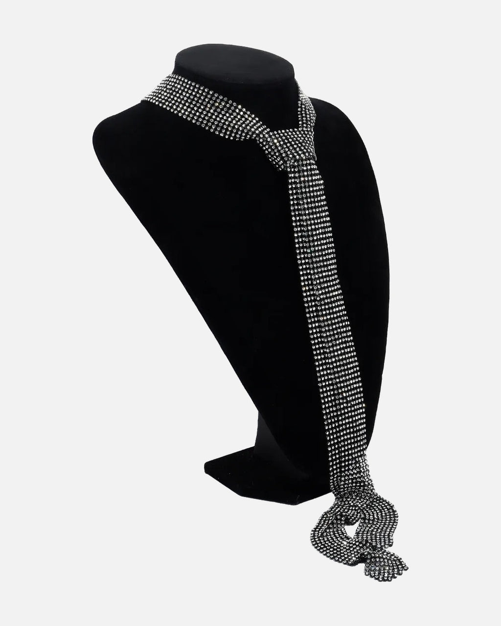 Rhinestone Tie Necklace in Black