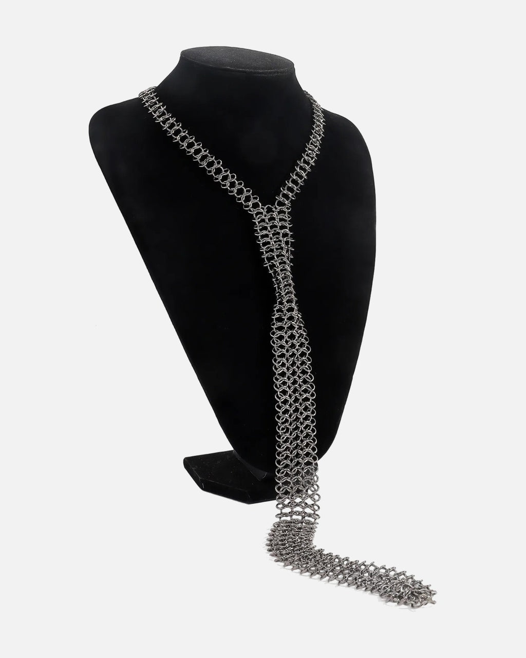 Chain Tie Necklace in Chainmail Gunmetal – unisex vintage necklace, alloy product photo