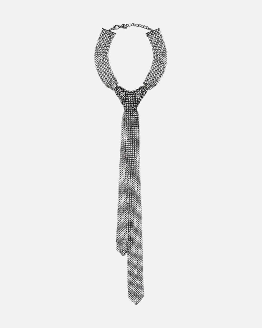 Rhinestone Tie Necklace flat lay