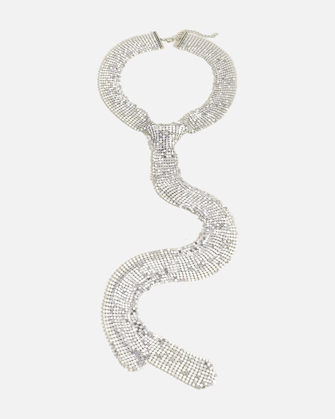 Slim Wave Tie Necklace Silver