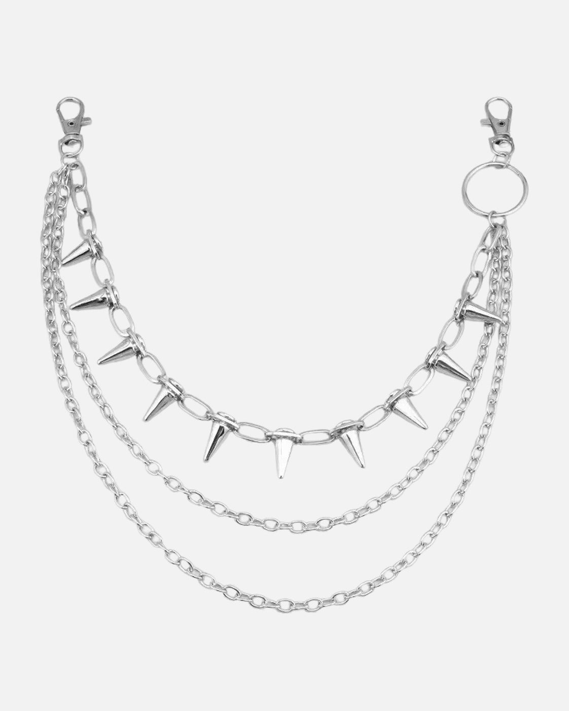 Punk Spike Pants Chain – three layer spiked punk pants chain, product photo on grey background